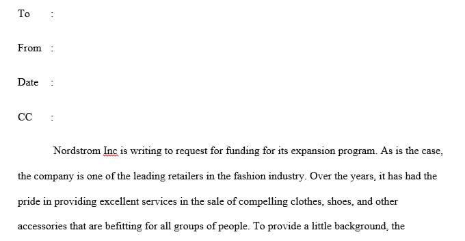 Write a memo about the expansion opportunity for which you will request funding in your final project proposal.
