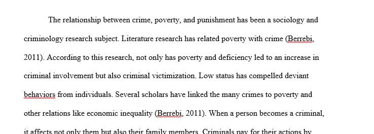 Write a paper discussing the overlap of crime, punishment and poverty.