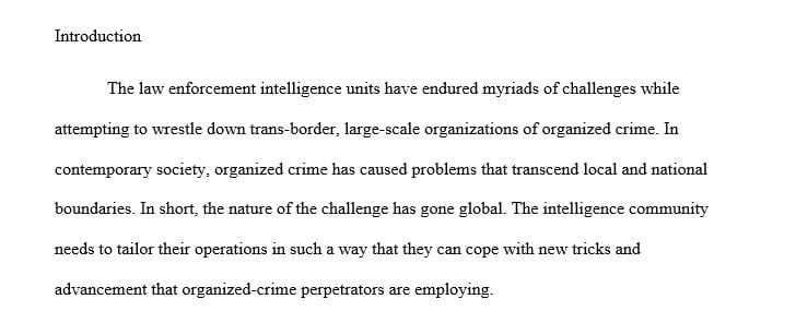 Write a paper that expands upon the information on organized crime-related intelligence