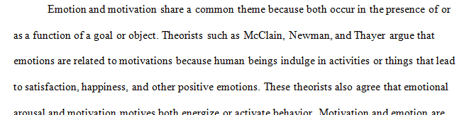 Writing a paper on motivation and emotion
