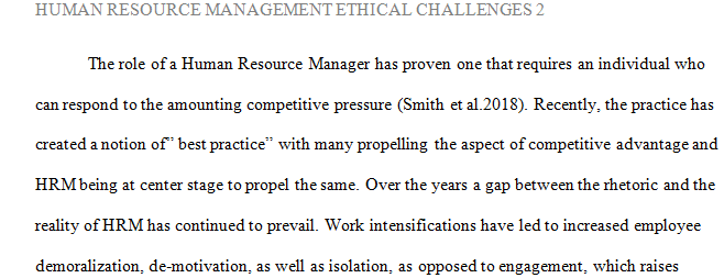 Argument essay on Human resource management and ethical challenges