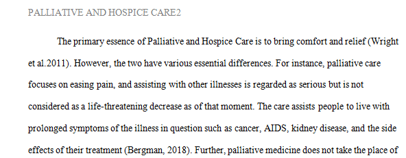Explain the differences in Hospice and Palliative Care