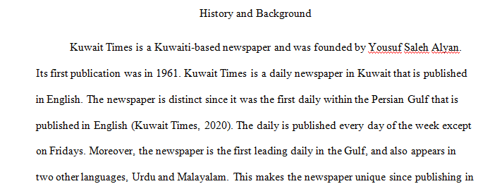 History and Background of Kuwait Times (newspaper org)