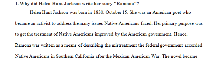 Why did Helen Hunt Jackson write her story Ramona