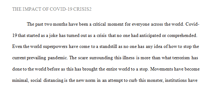 Write a story about how the COVID-19 crisis