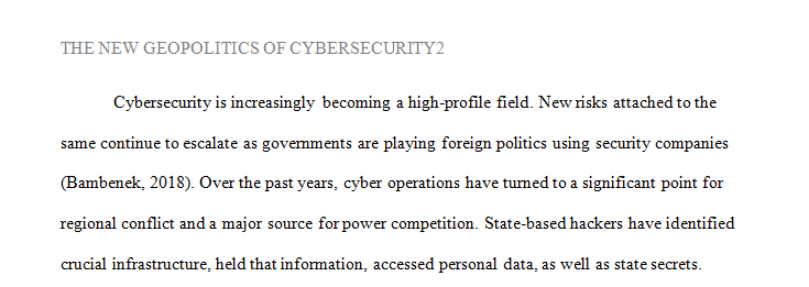 Write about (the New Geopolitics of Cyber security Research)
