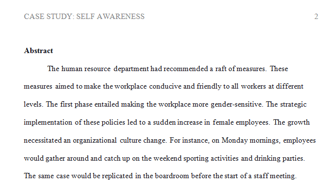 Case assignment on Self-Awareness