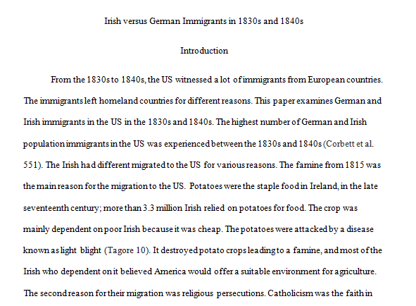 Compare and contrast the German and Irish immigrants of the 1830s and 1840s
