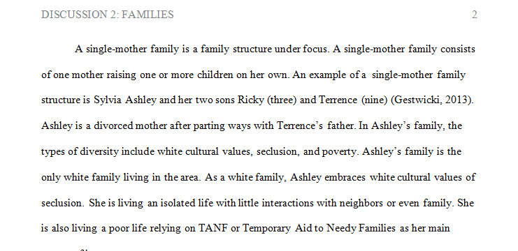 Family structure and identify the types of diversity within their family