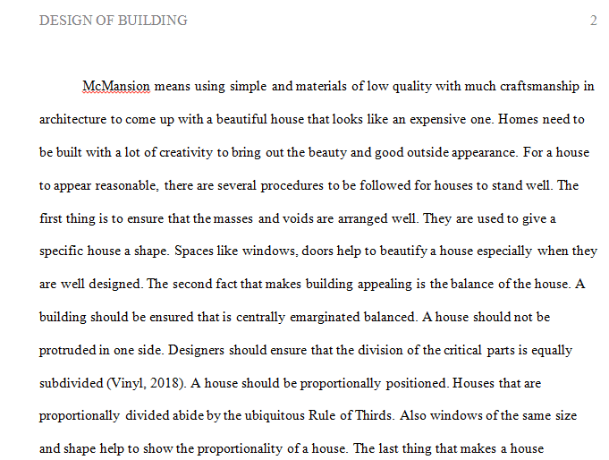 McMansion means using simple and materials of low quality with much craftsmanship in architecture