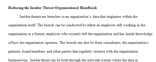 Reducing Insider Threat Organizational Handbook