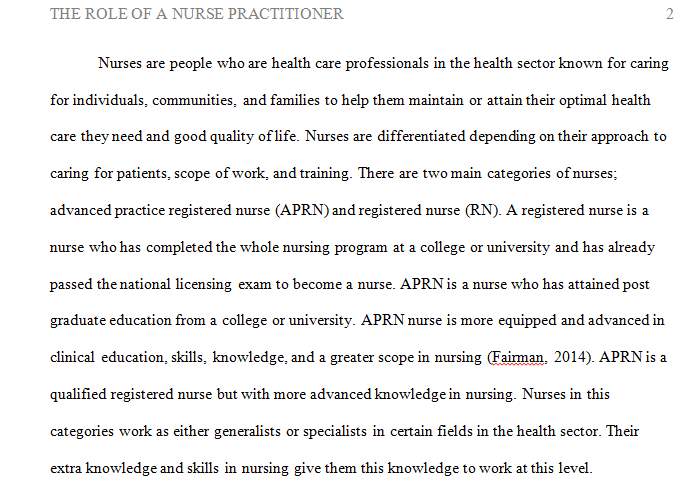 Role of Nurse Practitioner