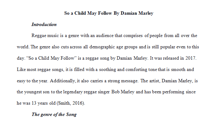 So A child may follow by Damian Marley