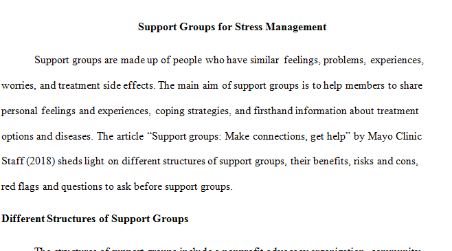 Support Groups for Stress Management