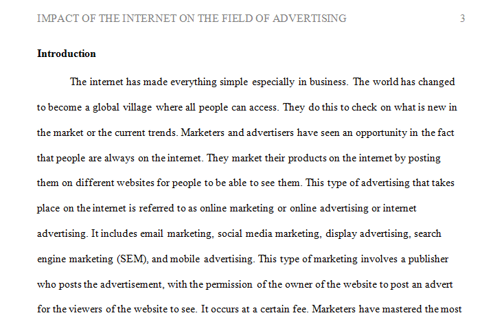  The impact of the internet on the field of advertising