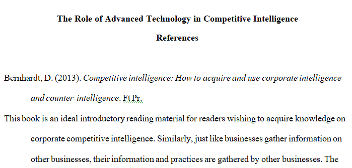 The role of Advanced Technology in Competitive Intelligence