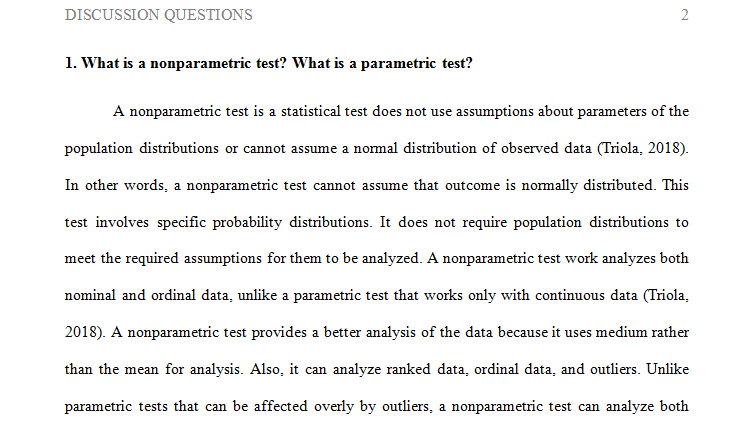 What is a non parametric test