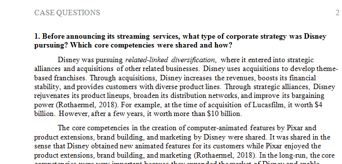 What type of corporate strategy was Disney pursuing