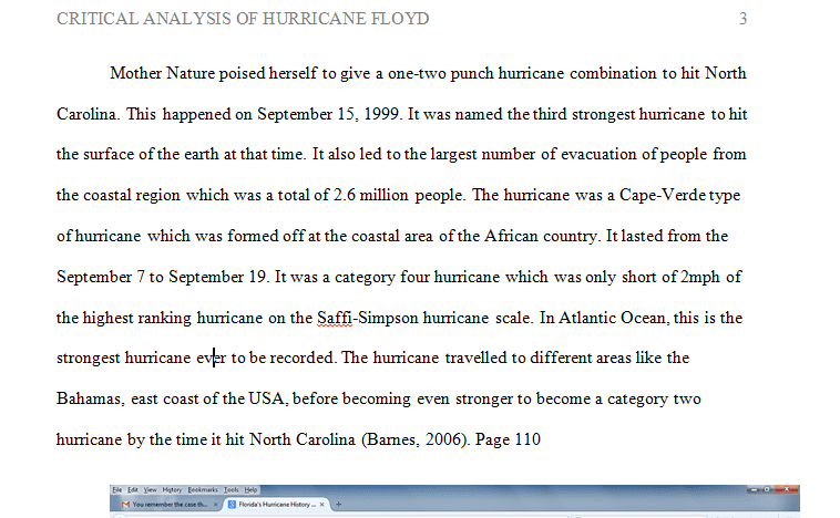 Who would possibly think of rains when talking about tropical rains in cases of a serious hurricane like Floyd