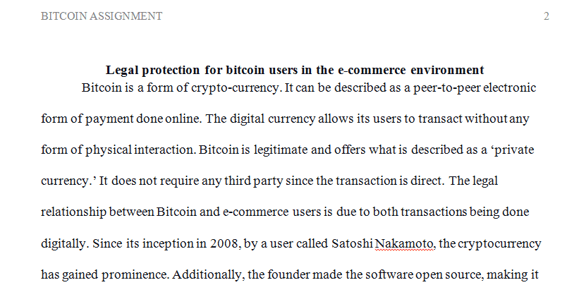 legal protection for bitcoin users in e-commerce environment