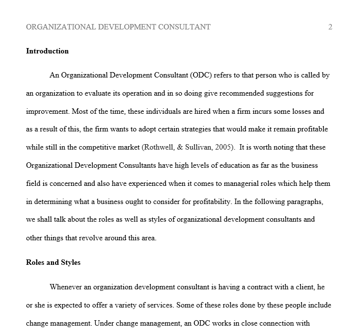 Compare and contrast the roles and styles of an ODC and explain the role and style that would best fit you as an ODC.