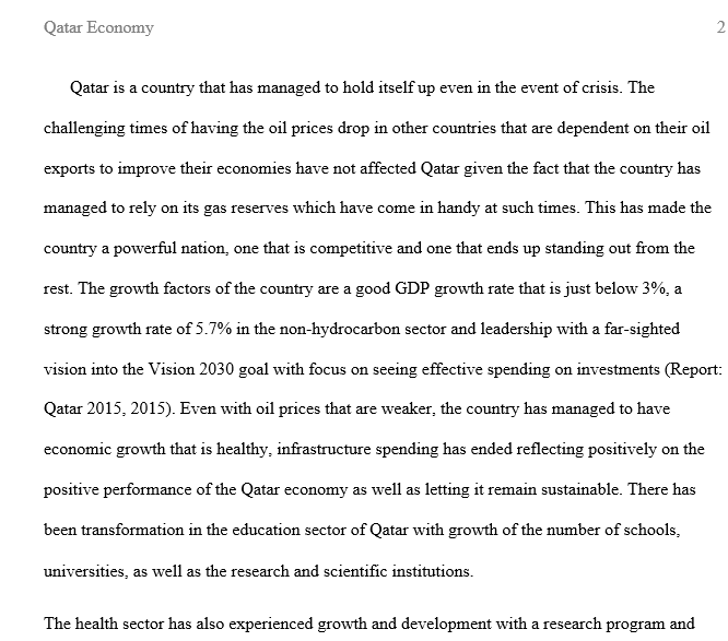 Describe the growth success of an emerging country (Qatar)