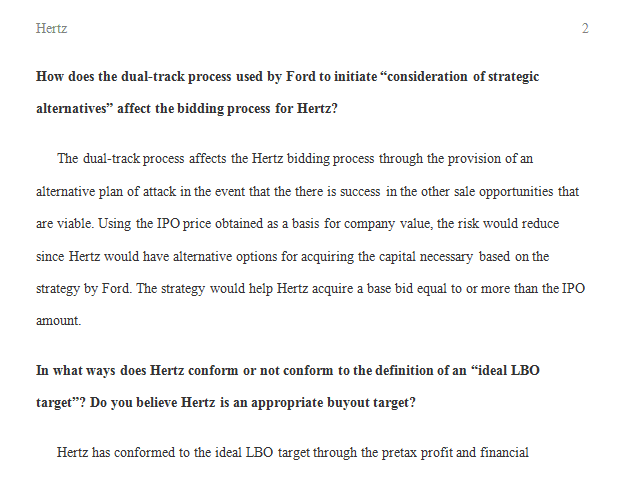 How does the dual-track process used by Ford to initiate “consideration of strategic alternatives” affect the bidding process for Hertz?