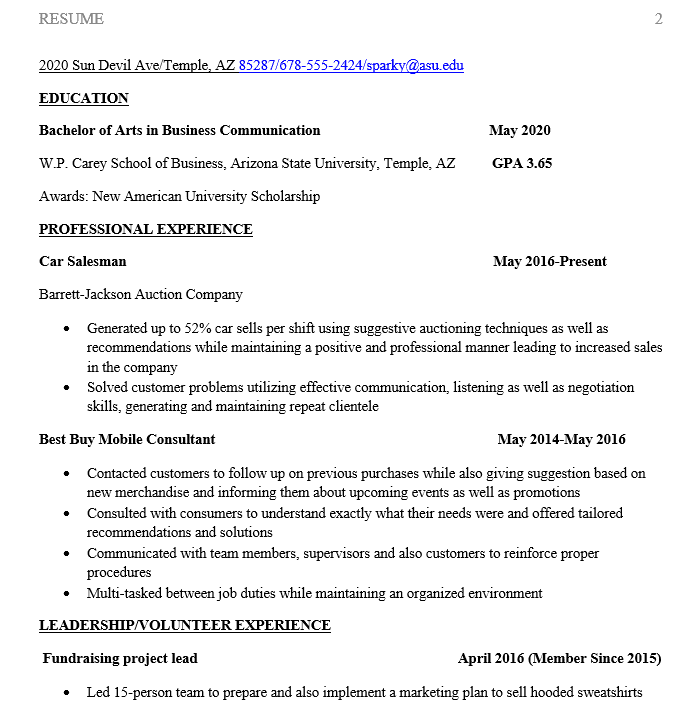 I attached an example of a resume you can copy the formatting but just need to modify it to me basically