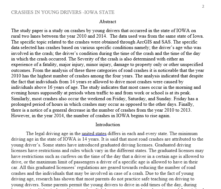 My paper is about younger drivers (14-20 years old) on rural two-lanes in IOWA State USA between 2010-2014.