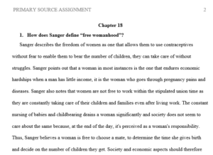 Read the introduction paragraph and primary source document pertaining to Margaret Sanger on "Free Motherhood," from Woman and the New Race (1920)and answer the two questions