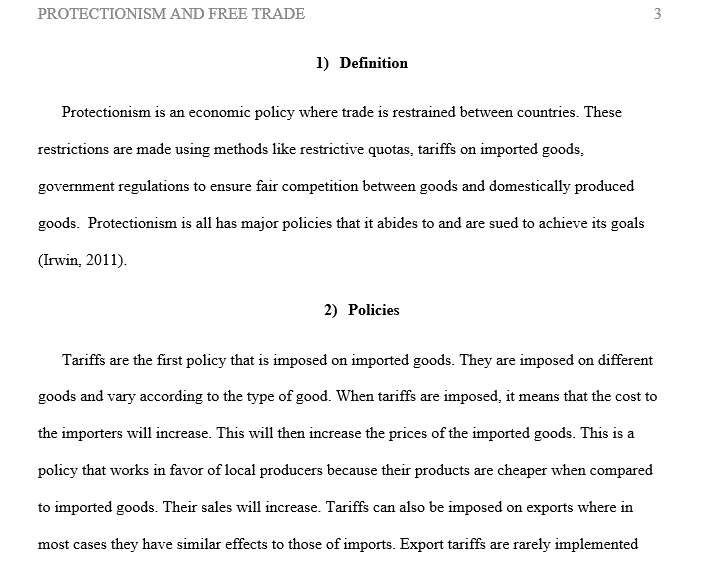 Research paper on Protectionism and Free Trade.