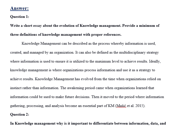 Write a short essay about evolution of Knowledge management.