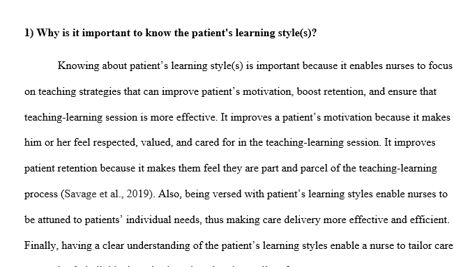 How is awareness of learning style relate to health assessment?