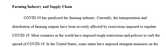 Choose an industry that is currently facing a supply chain issue (Farming).