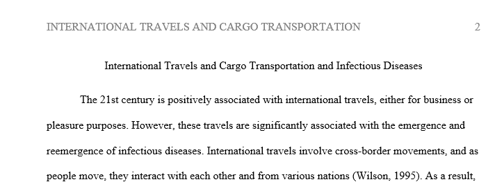 How do international travelers their modes of transportation and even transported cargo contribute to the emergence and reemergence of infectious diseases?