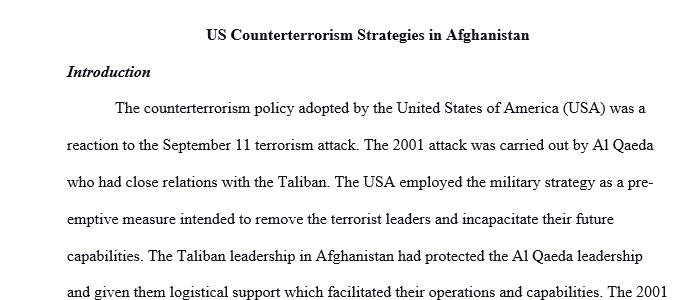 U.S. on terrorism of Afghanistan
