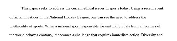 Analyze a current ethical issue in sport