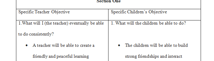 Construct a tool to help the teacher see how alignment or connection of these three big areas is the key to positive child outcomes 