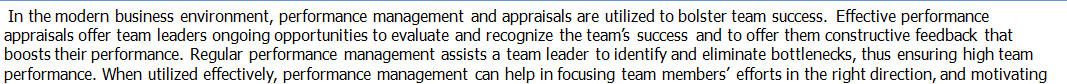 Performance Management and Appraisals for team Success.