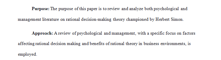 Review and Analysis of Current Decision Making Theory Research Paper