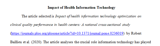 Impact of Health Information Technology
