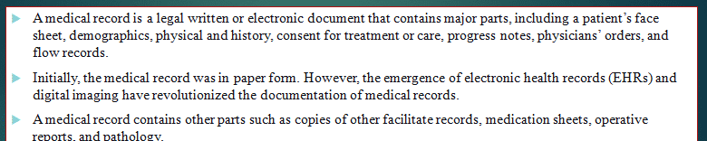 A general overview of the parts of a medical record