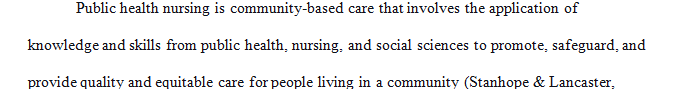 Define public health nursing.