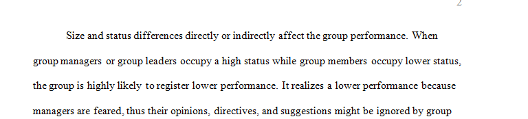 How do status and size differences affect group performance