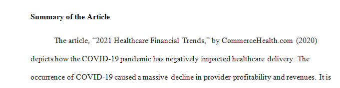 Identify a recent article (within the last year) on the subject of healthcare finance trends.