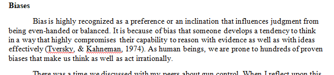 Discuss a time when a bias you had about a certain topic made it difficult for you to reason with either evidence you were presented