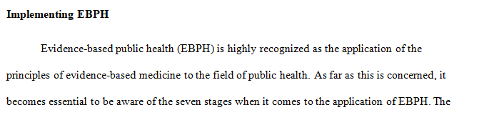 Provide a description and relevance of each of the seven stages in the application or achievement of EBPH.