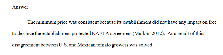 Was the establishment of a minimum floor price for tomatoes consistent with the free trade principles enshrined in the NAFTA agreement