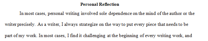 Write a 350-450 word personal reflection about your personal experiences with writing.