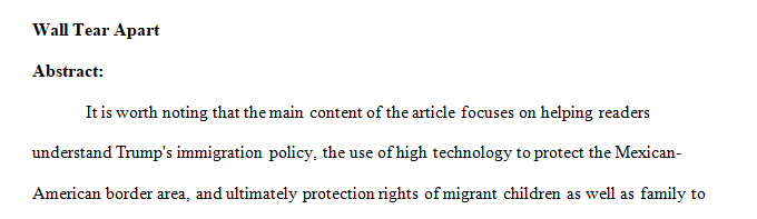 Write research paper about Trump' immigration policy use technology at the border the right for children and family immigration